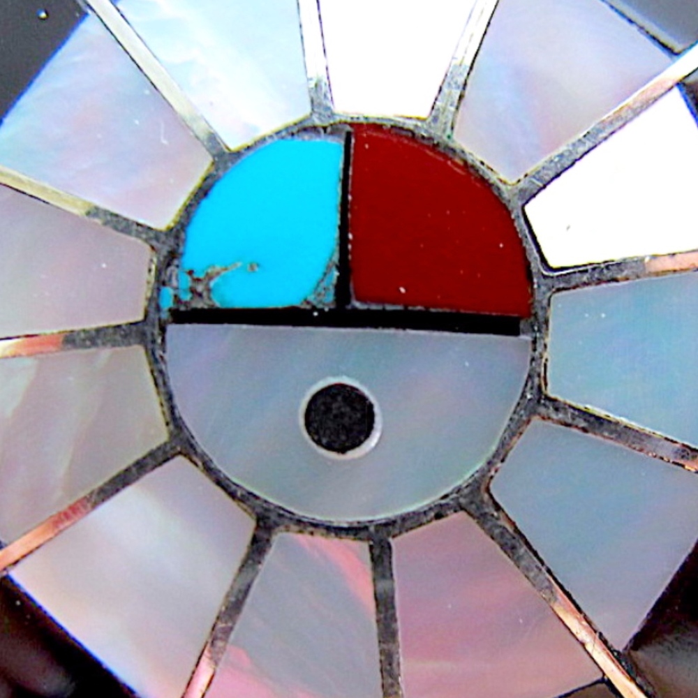 Sterling Silver Zuni SunFace Medallion Pendant Pin - Picture 2 of 8